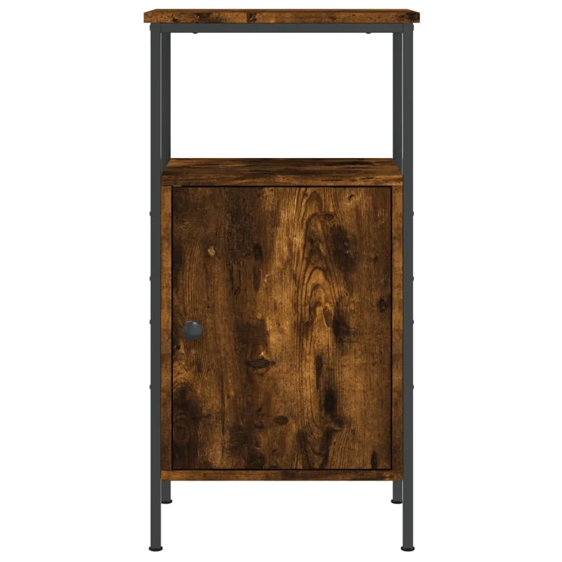 Lot de 2 tables de chevet avec compartiment avec porte 41 x 31 x 80 cm bois ingénierie marron et fer DEC035138