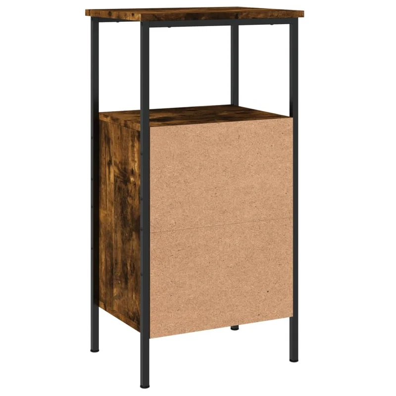 Lot de 2 tables de chevet avec compartiment avec porte 41 x 31 x 80 cm bois ingénierie marron et fer DEC035138