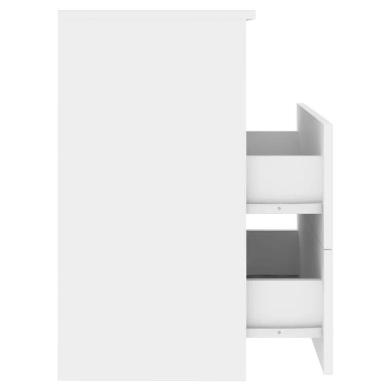 Lot de 2 tables de chevet avec deux tiroirs et compartiment ouvert 50 x 32 x 60 cm bois d'ingénierie blanc DEC034972