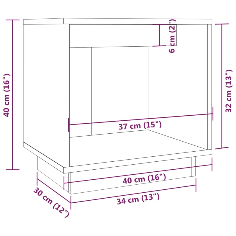Lot de 2 tables de chevet avec compartiment ouvert 40 x 30 x 40 cm bois de pin DEC034758