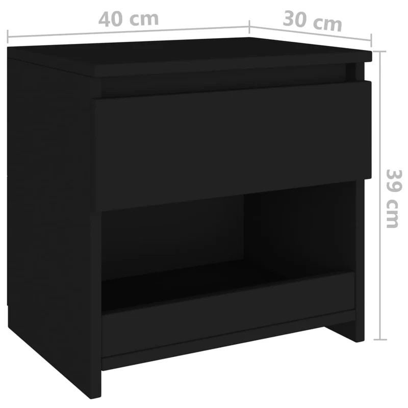 Lot de 2 tables de chevet avec tiroir et compartiment ouvert 40 x 30 x 39 cm aggloméré noir DEC035500