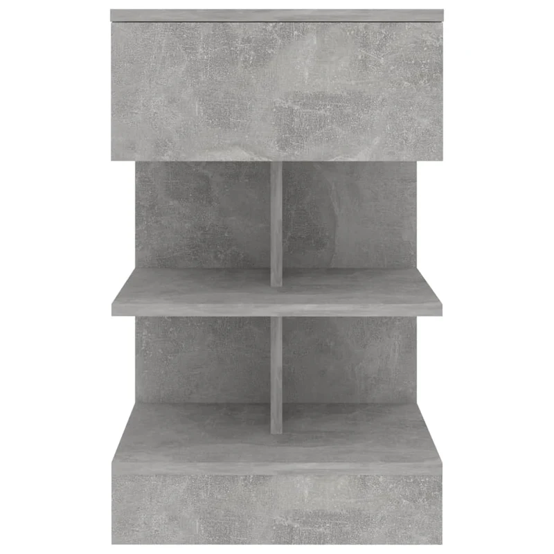 Lot de 2 tables de chevet avec étagères 40 x 35 x 65 cm en bois d'ingénierie gris DEC035379