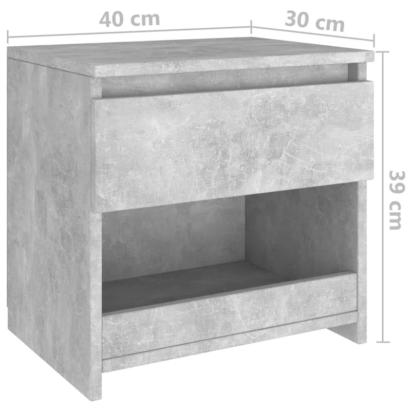 Lot de 2 tables de chevet avec tiroir et compartiment ouvert 40 x 30 x 39 cm aggloméré gris DEC035348