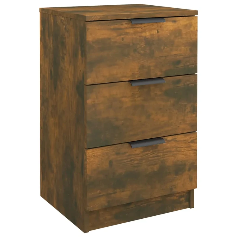 Lot de 2 tables de chevet avec 3 tiroirs 40 x 36 x 65 cm bois d'ingénierie couleur marron DEC035113