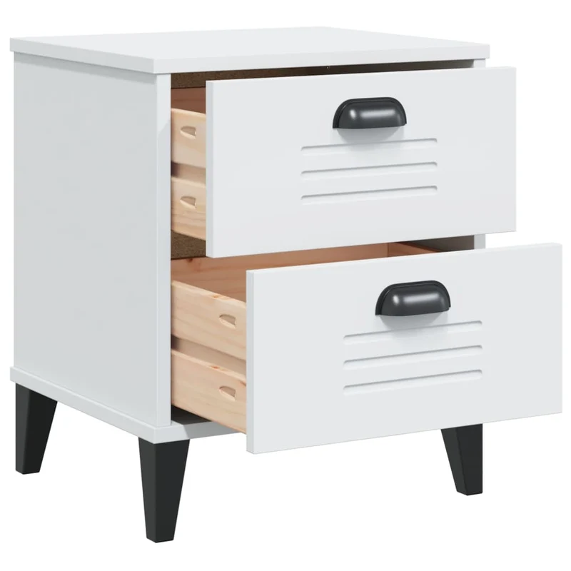 Table de chevet avec deux tiroirs 40 x 35 x 48 cm en bois d'ingénierie blanc DEC034726