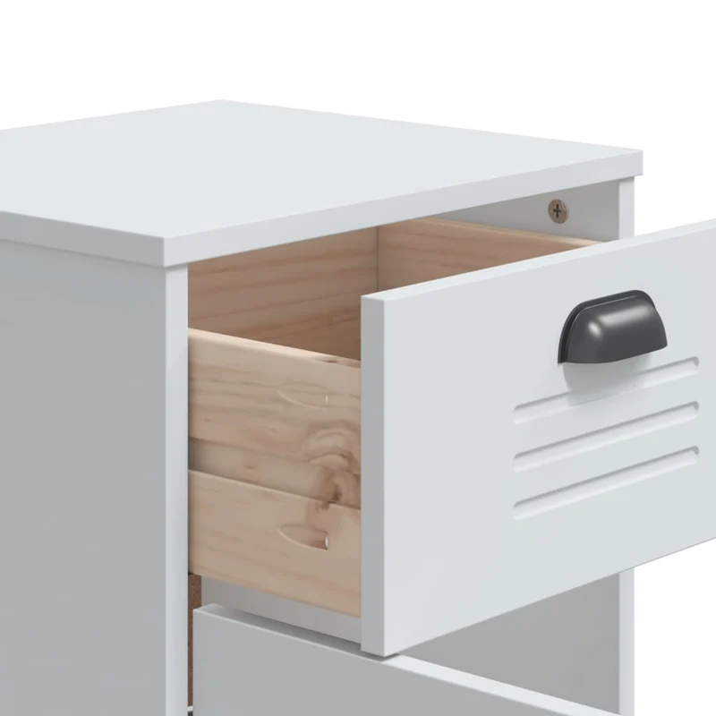 Table de chevet avec tiroir et compartiment avec porte en bois d'ingénierie blanc DEC034725