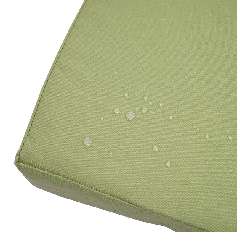 Banc banquette avec compartiment de rangement 3 places en polyrotin gris chiné coussin vert 04_0005801