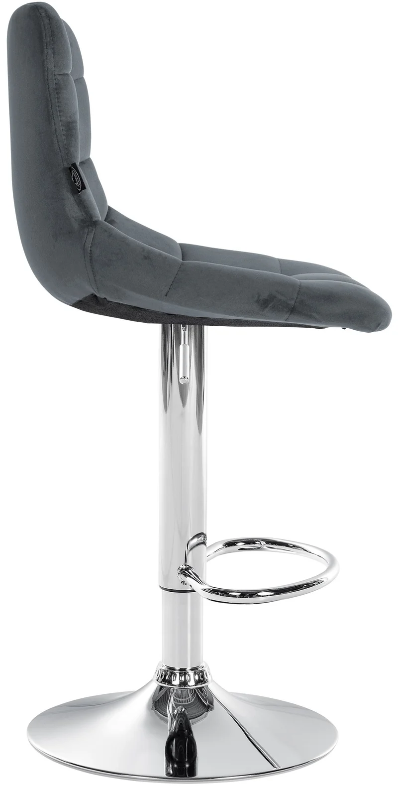 Lot de 2 tabourets de bar en velours gris foncé base métal chromé réglable en hauteur et repose-pieds TDB10632
