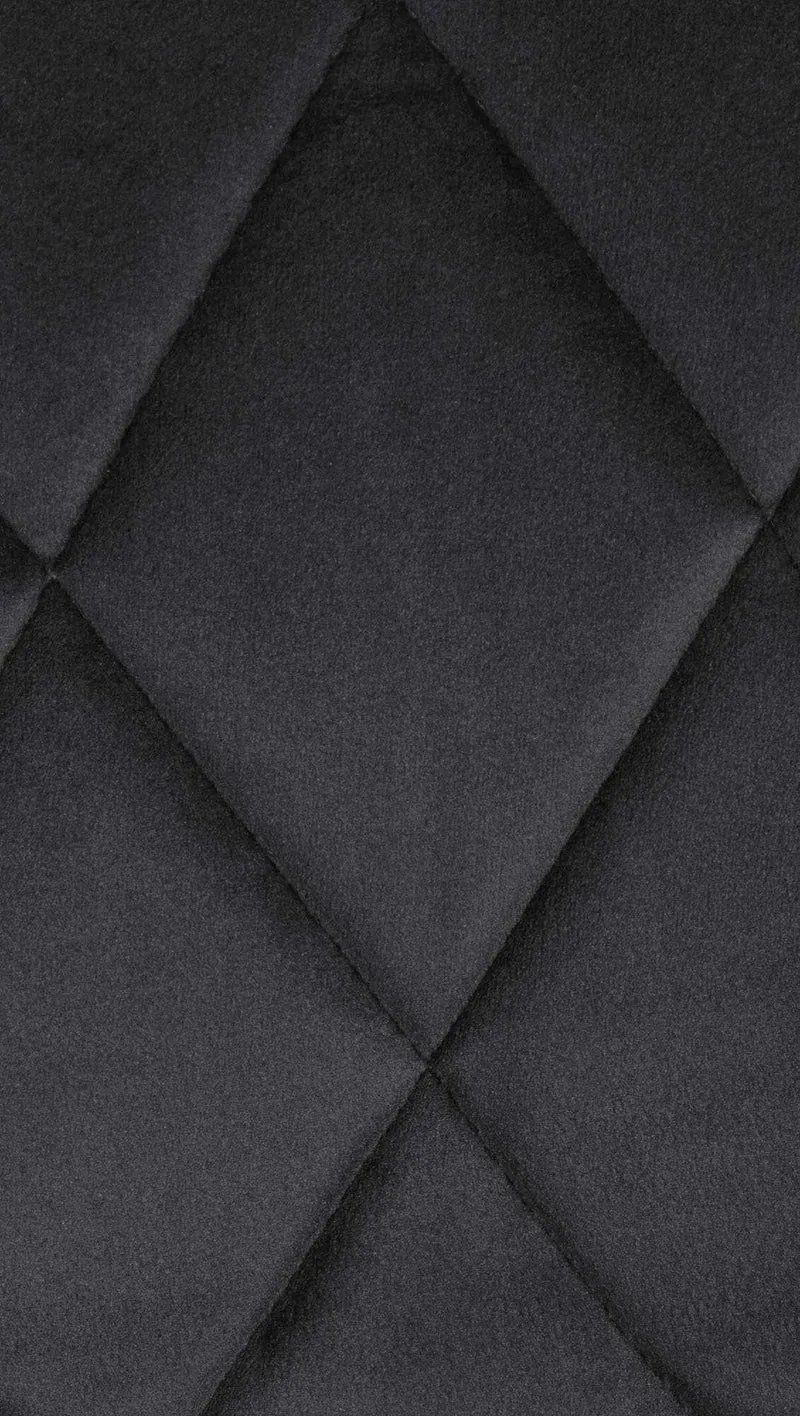 Tabouret de bar en velours noir coutures décoratives pivotant support métal blanc TDB10661