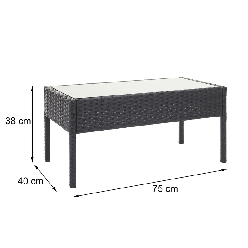 Salon de jardin en polyrotin noir pour balcon jardin terrasse jardin coussins gris foncé 04_0004214