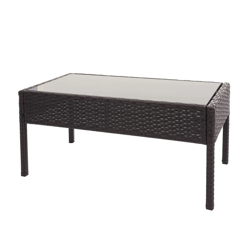 Ensemble pour extérieur balcon/jardin/salon en polyrotin marron, coussin crème 04_0003246