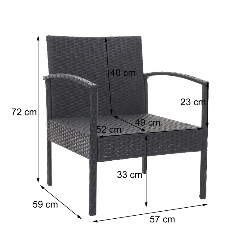Ensemble pour extérieur balcon/jardin/salon en polyrotin marron, coussin crème 04_0003246