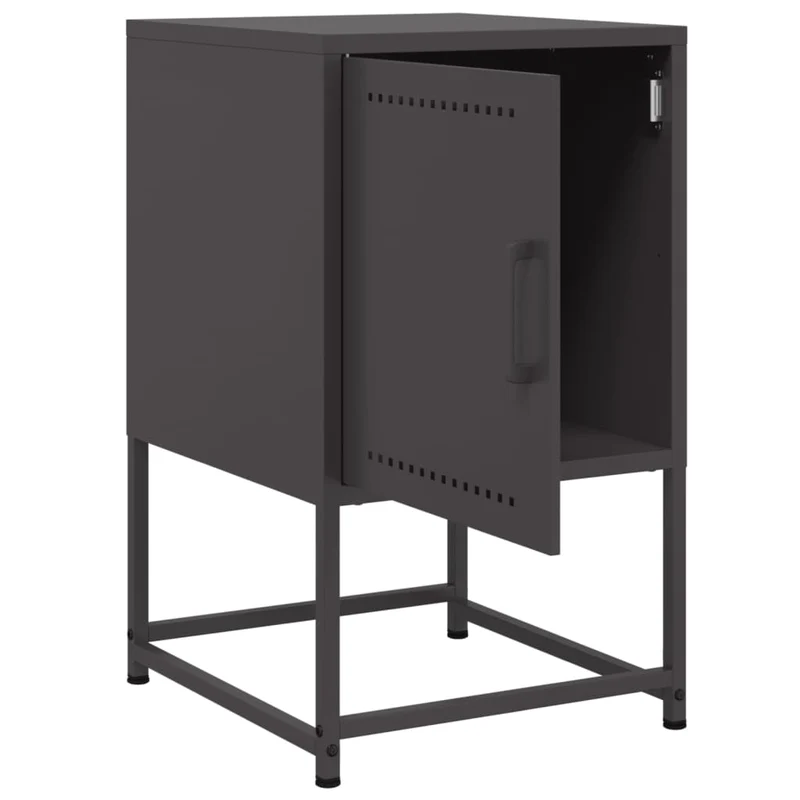 Table de chevet avec compartiment avec porte 36 x 39 x 60,5 cm acier noir DEC034374