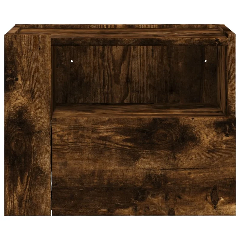 Table de chevet murale avec tiroir et compartiment ouvert 45 x 30 x 35 cm bois d'ingénierie marron DEC034260