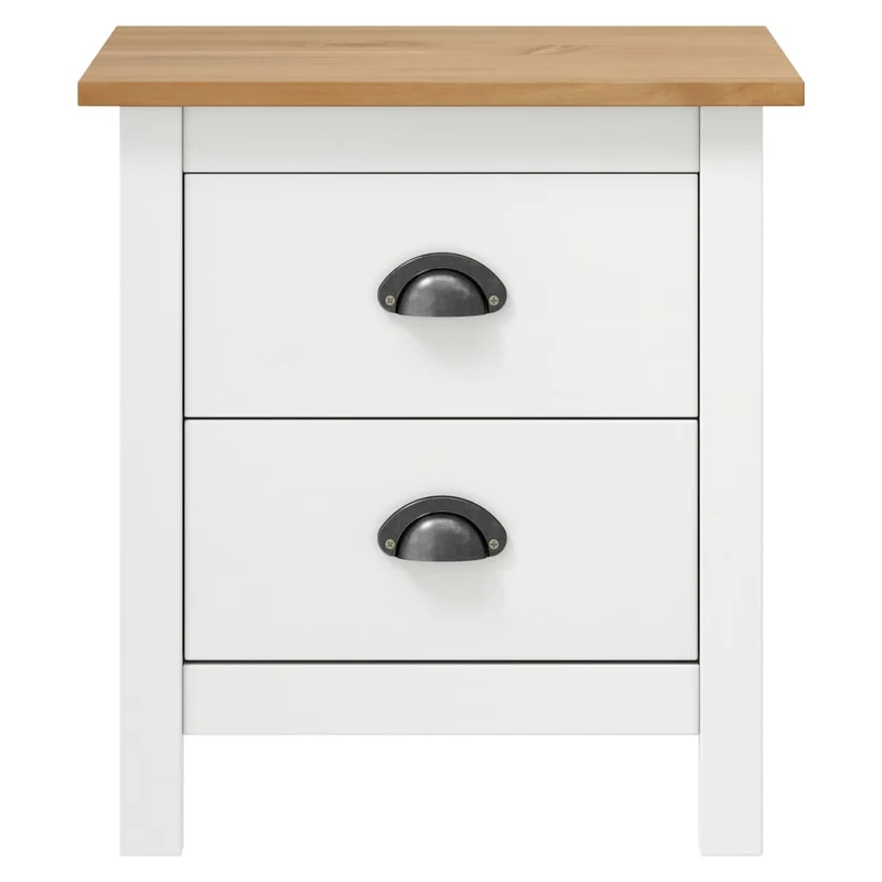 Table de chevet avec deux tiroirs 46 x 35 x 49,5 cm bois de pin blanc DEC034078