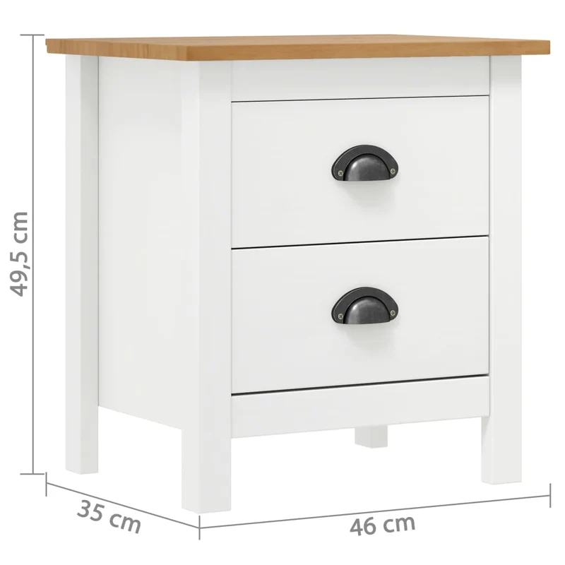 Table de chevet avec deux tiroirs 46 x 35 x 49,5 cm bois de pin blanc DEC034078