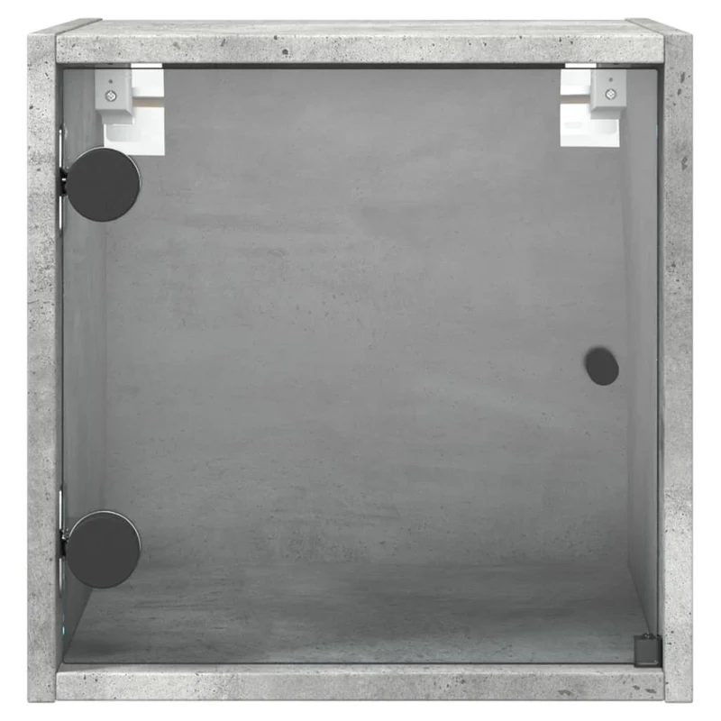 Table de chevet avec porte en vitrée 35 x 37 x 35 cm bois d'ingénierie gris et verre DEC033275