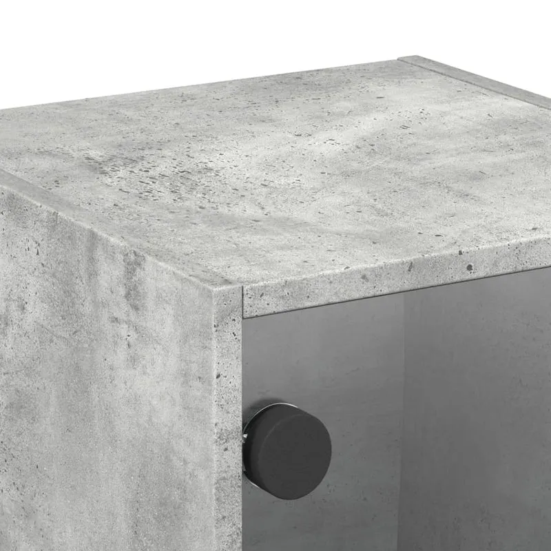 Table de chevet avec porte en vitrée 35 x 37 x 35 cm bois d'ingénierie gris et verre DEC033275