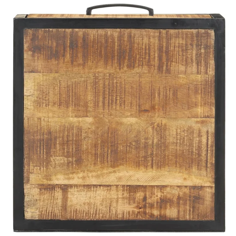 Table de chevet avec tiroir style industriel 40 x 40 x 35 cm bois de manguier et acier DEC033008