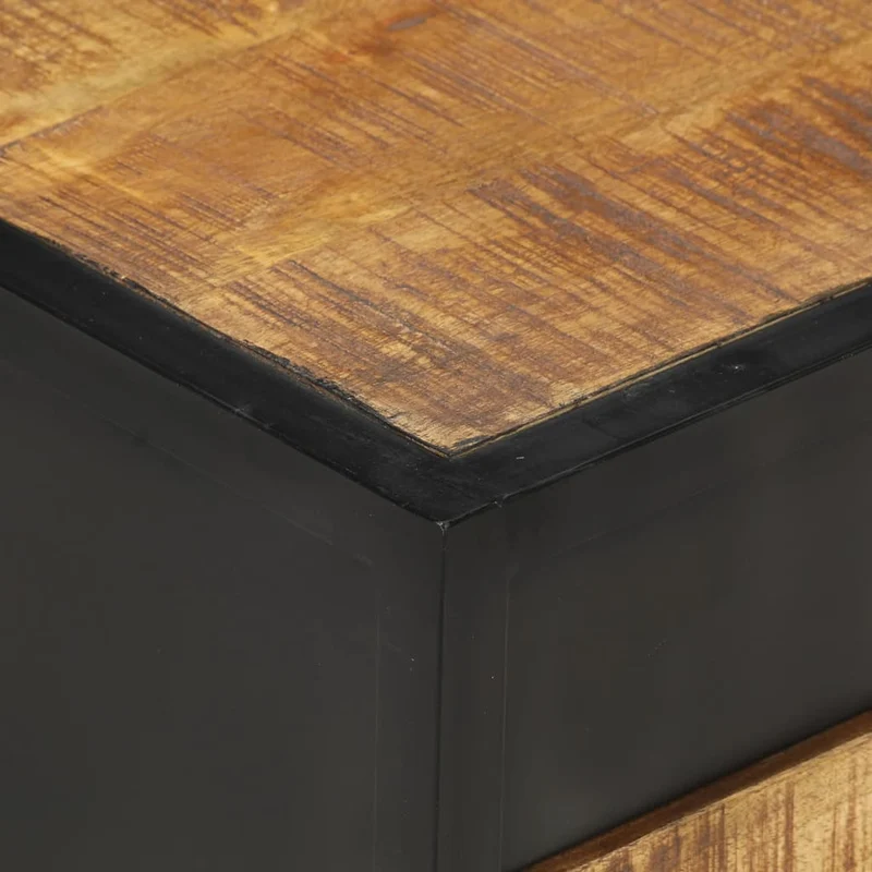 Table de chevet avec tiroir style industriel 40 x 40 x 35 cm bois de manguier et acier DEC033008