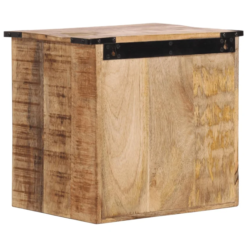 Table de chevet avec tiroir et compartiment ouvert 40 x 30 x 37 cm bois de manguier et fer DEC032918