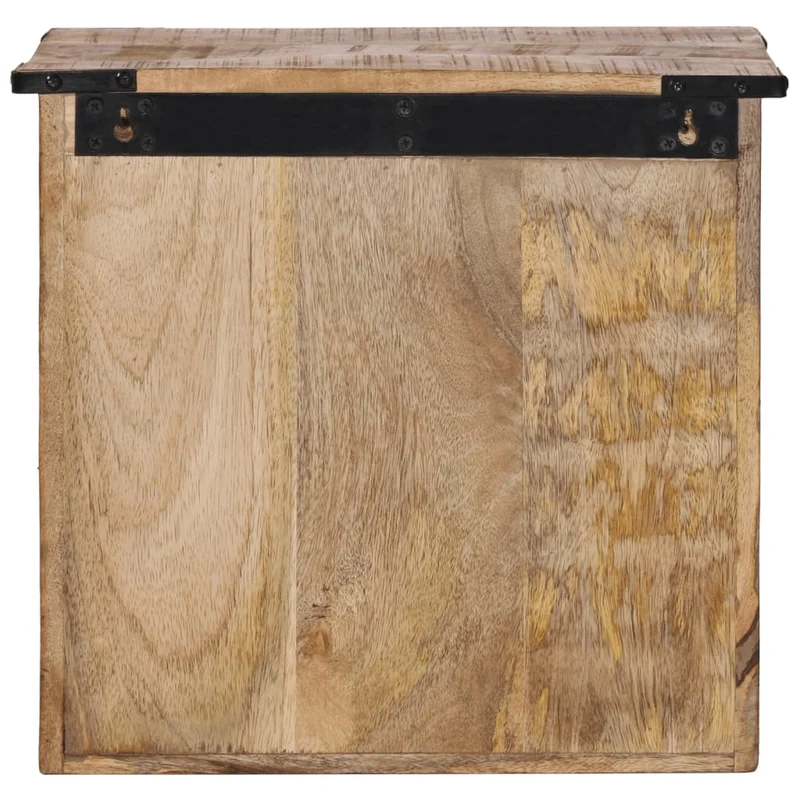 Table de chevet avec tiroir et compartiment ouvert 40 x 30 x 37 cm bois de manguier et fer DEC032918