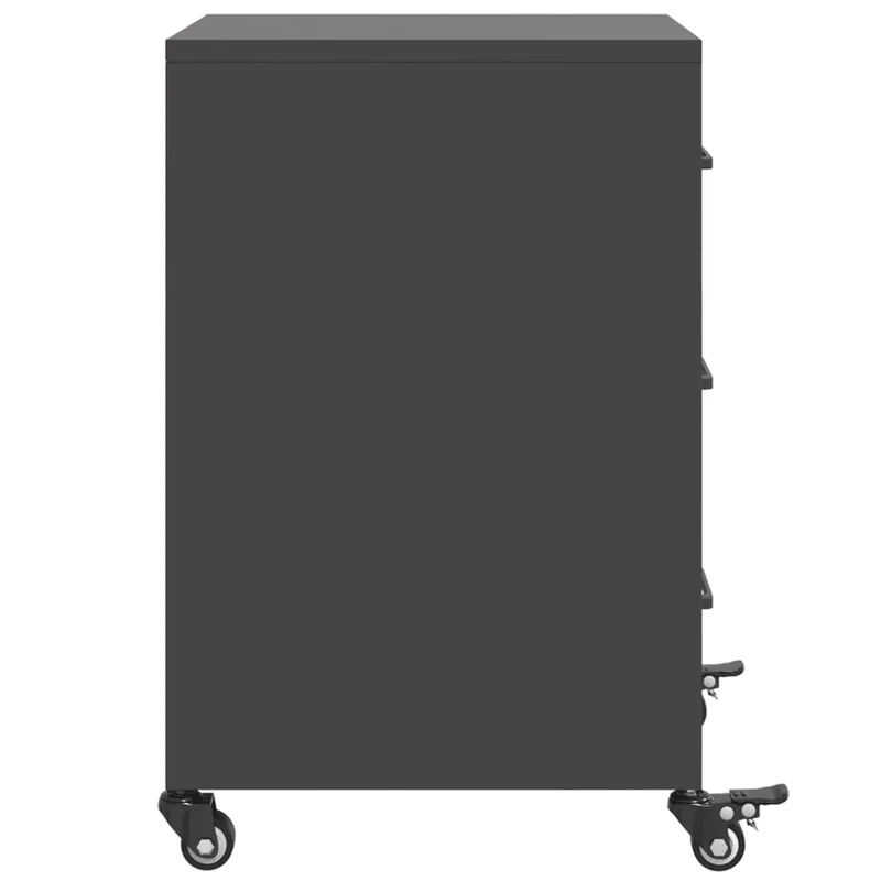 Table de chevet sur roulettes avec 3 tiroirs 36 x 39 x 59 cm en acier noir DEC034371