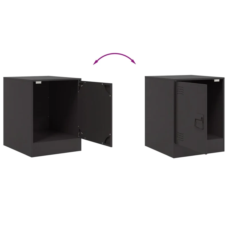 Table de chevet avec compartiment avec porte 34,5 x 39 x 44 cm acier noir DEC034349