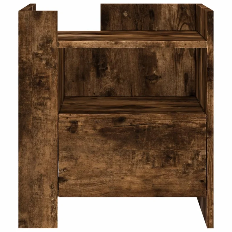 Table de chevet avec étagères et tiroir 45 x 50 x 50 cm bois d'ingénierie marron DEC033657