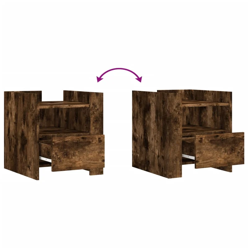 Table de chevet avec étagères et tiroir 45 x 50 x 50 cm bois d'ingénierie marron DEC033657