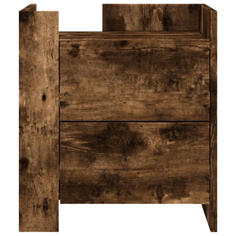 Table de chevet avec 2 tiroirs 45 x 50 x 50 cm bois d'ingénierie marron DEC033655