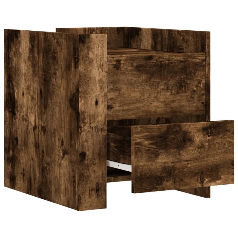 Table de chevet avec 2 tiroirs 45 x 50 x 50 cm bois d'ingénierie marron DEC033655