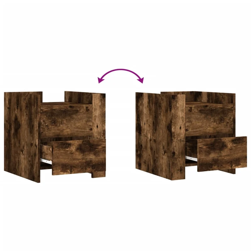 Table de chevet avec 2 tiroirs 45 x 50 x 50 cm bois d'ingénierie marron DEC033655