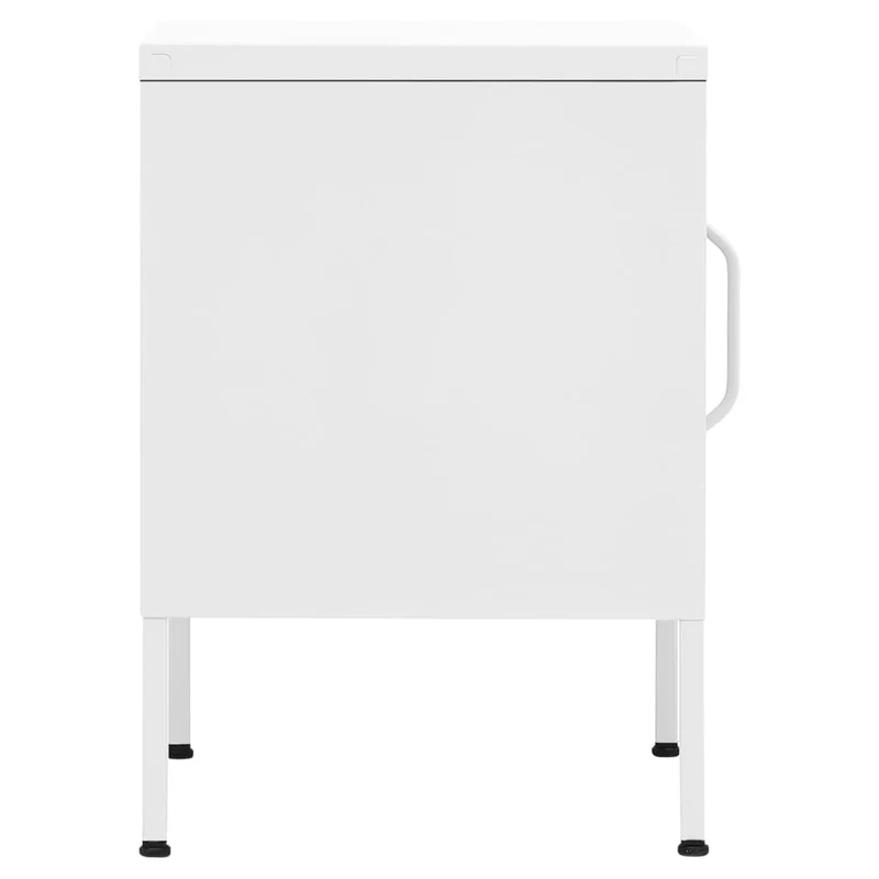 Table de chevet avec compartiment avec porte 35 x 35 x 51 cm acier blanc DEC033301
