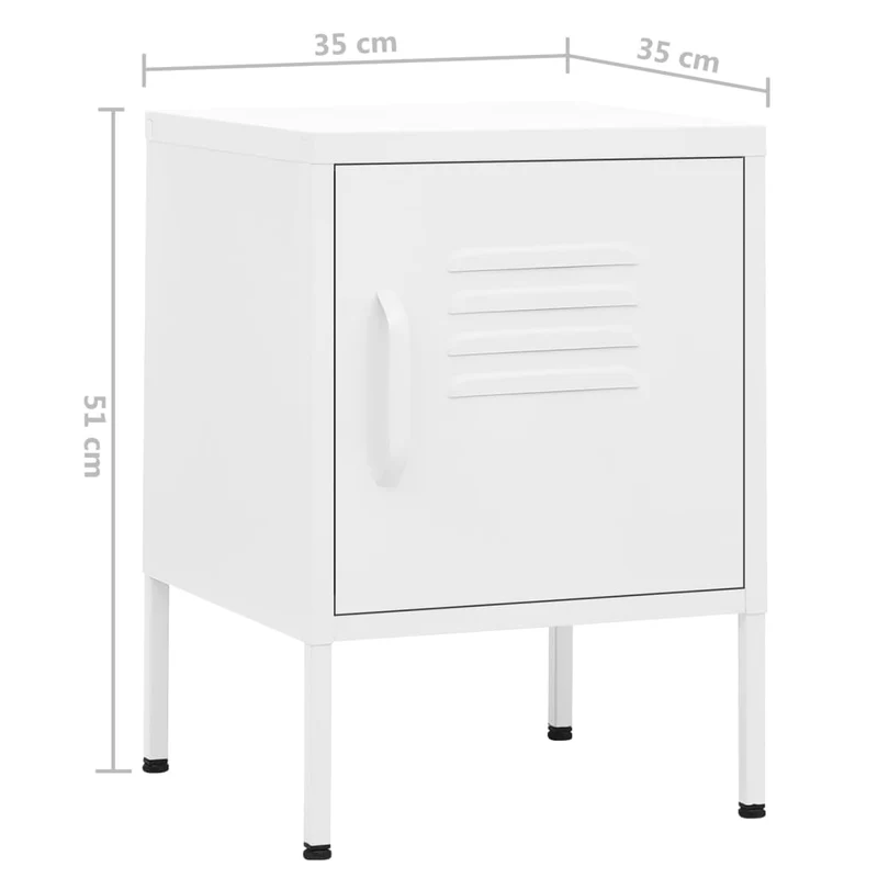 Table de chevet avec compartiment avec porte 35 x 35 x 51 cm acier blanc DEC033301