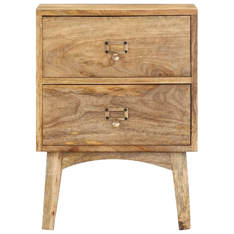 Table de chevet avec deux tiroirs 40 x 35 x 55 cm bois de manguier DEC033004