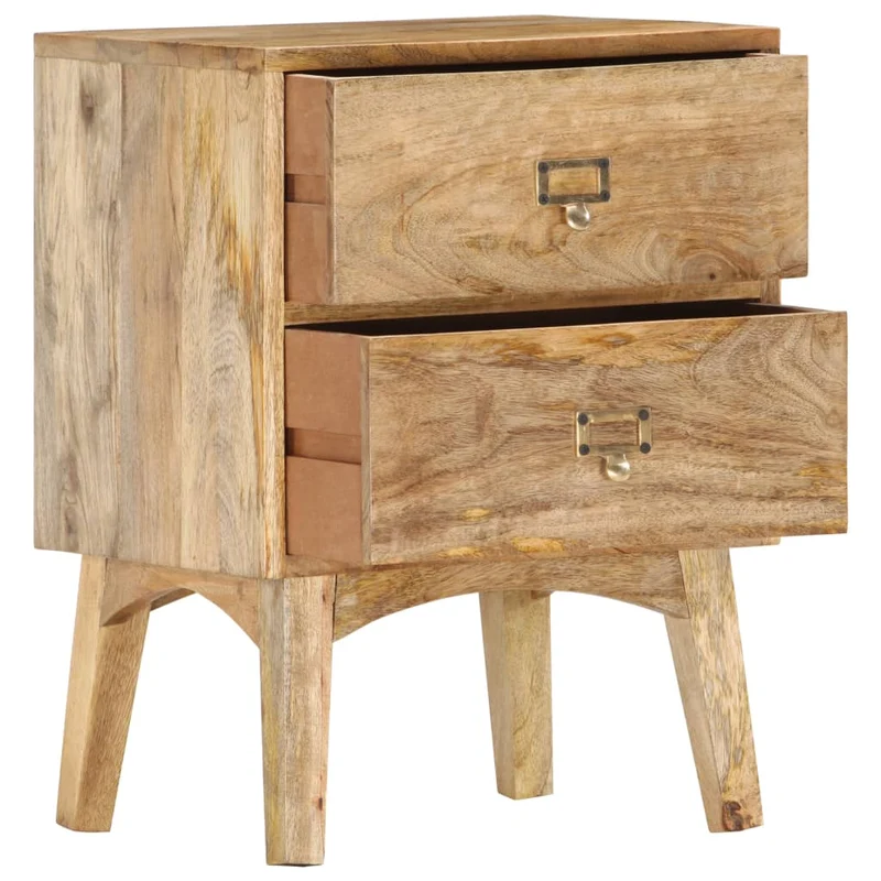 Table de chevet avec deux tiroirs 40 x 35 x 55 cm bois de manguier DEC033004