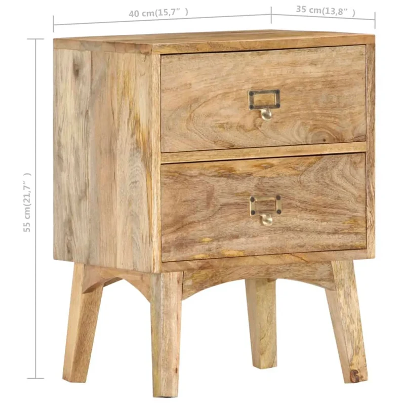Table de chevet avec deux tiroirs 40 x 35 x 55 cm bois de manguier DEC033004