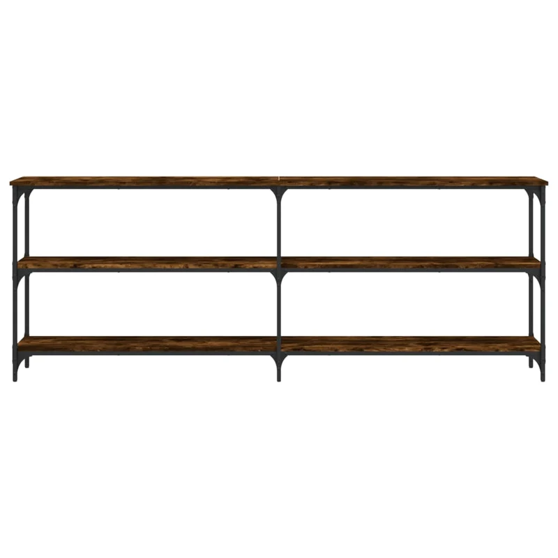 Table console avec étagères design industriel 200 x 29 x 75 cm bois d'ingénierie marron et métal DEC031799