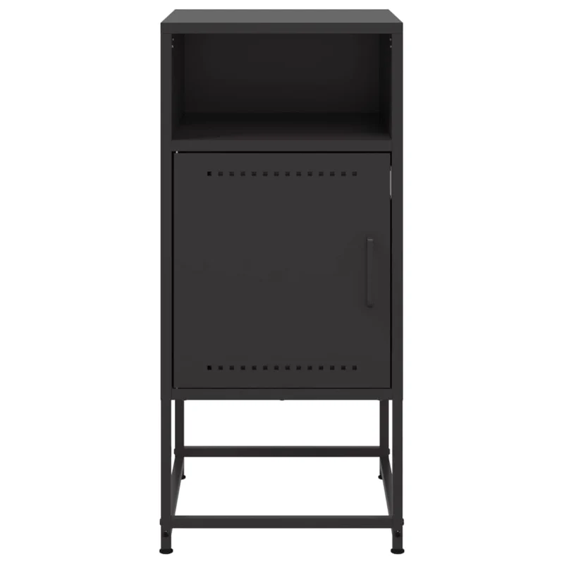 Table de chevet avec compartiment avec porte 36 x 39 x 78 cm acier noir DEC034378