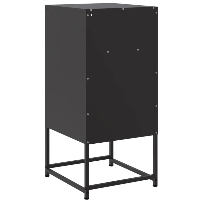 Table de chevet avec compartiment avec porte 36 x 39 x 78 cm acier noir DEC034378