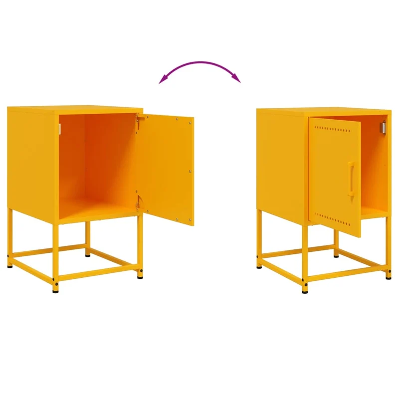 Table de chevet avec compartiment avec porte 36 x 39 x 60,5 cm acier jaune DEC034097
