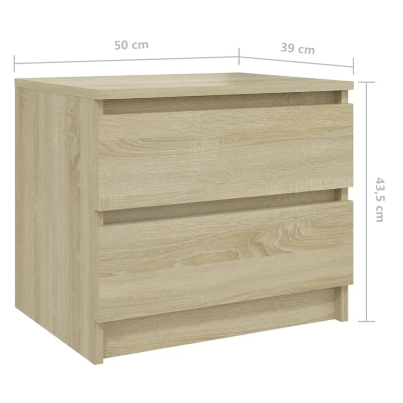 Table de chevet avec 2 tiroirs 50 x 39 x 43,5 cm aggloméré couleur chêne DEC033891