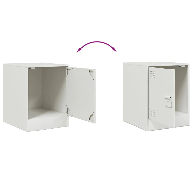 Table de chevet avec compartiment avec porte 34,5 x 39 x 44 cm acier blanc DEC033292