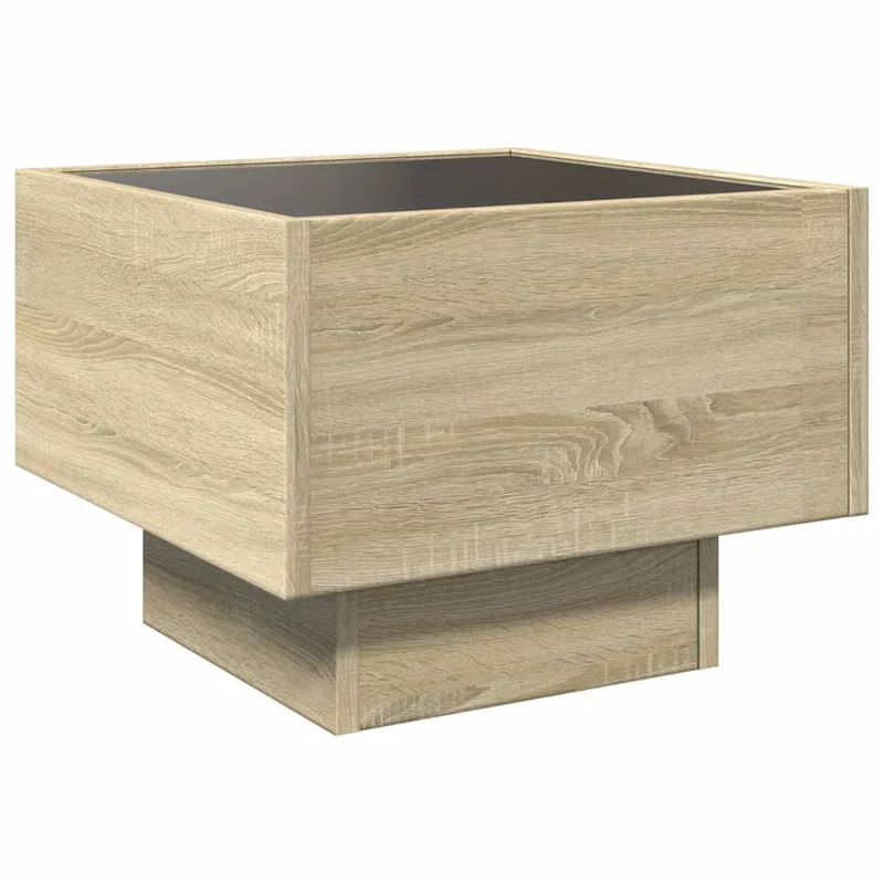 Table de chevet avec miroir à LED 40 x 40 x 30 cm en bois d'ingénierie et verre DEC033143