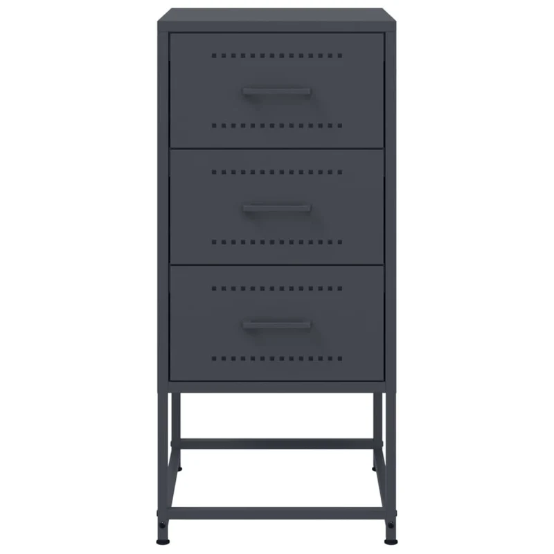 Table de chevet avec 3 tiroirs 36 x 39 x 78 cm acier anthracite DEC033107