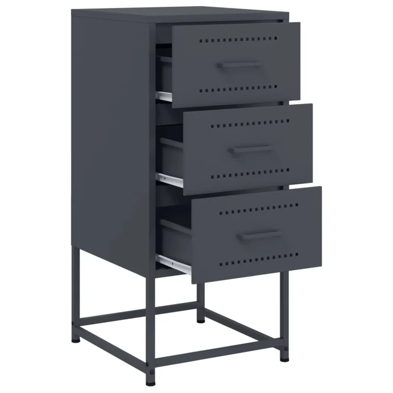 Table de chevet avec 3 tiroirs 36 x 39 x 78 cm acier anthracite DEC033107