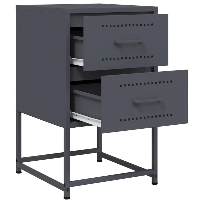 Table de chevet avec deux tiroirs 36 x 39 x 60,5 cm acier anthracite DEC033101