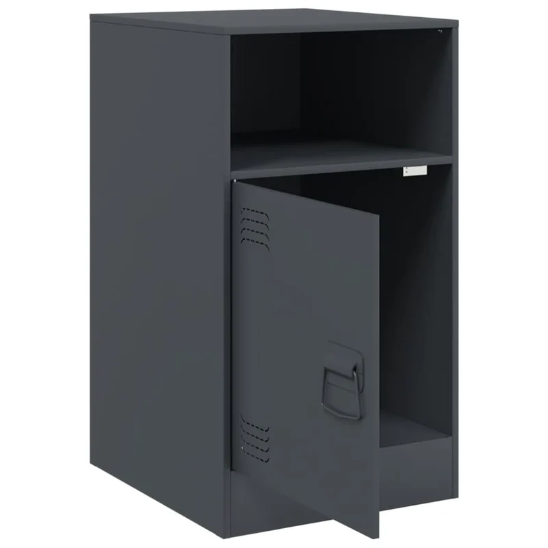 Table de chevet avec compartiment avec porte 34,5 x 39 x 62 cm acier anthracite DEC033090