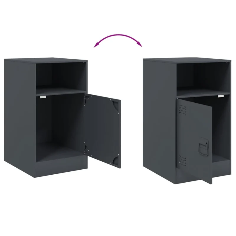 Table de chevet avec compartiment avec porte 34,5 x 39 x 62 cm acier anthracite DEC033090